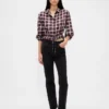 Blusa a cuadros con lazo en la cintura