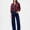 Blusa a cuadros con lazo en la cintura