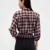 Blusa a cuadros con lazo en la cintura
