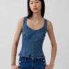 Blusa ajustada de mezclilla con peplum