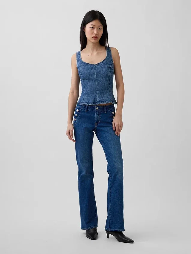 Blusa ajustada de mezclilla con peplum