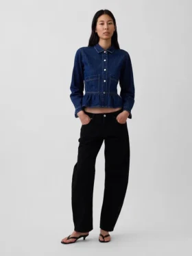 Blusa ajustada de mezclilla con peplum