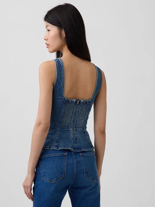Blusa ajustada de mezclilla con peplum