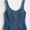 Blusa ajustada de mezclilla con peplum