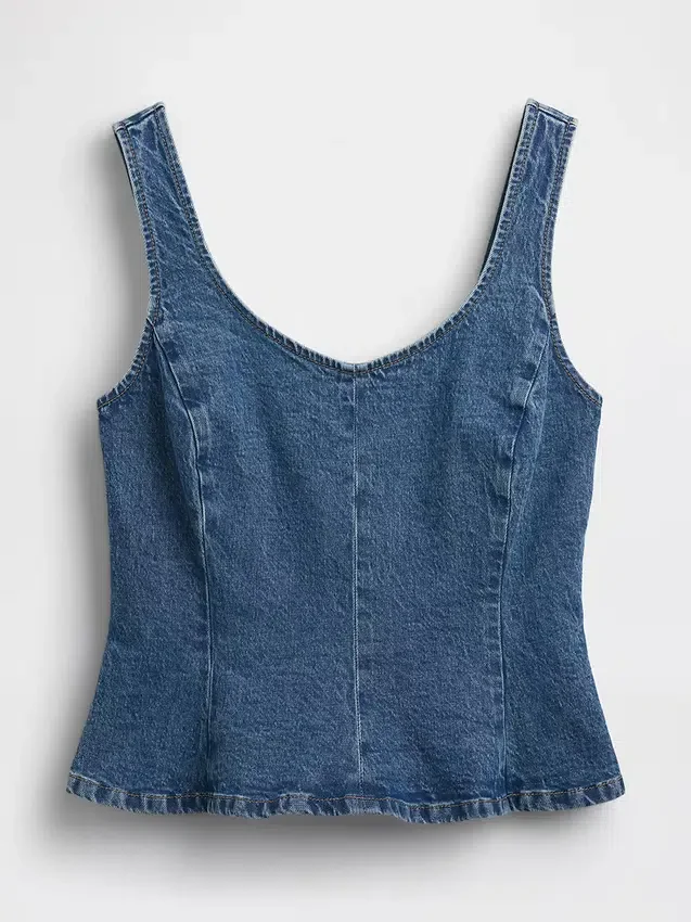Blusa ajustada de mezclilla con peplum