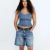 Blusa ajustada de mezclilla con peplum