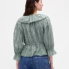 Blusa con cuello en V y volantes