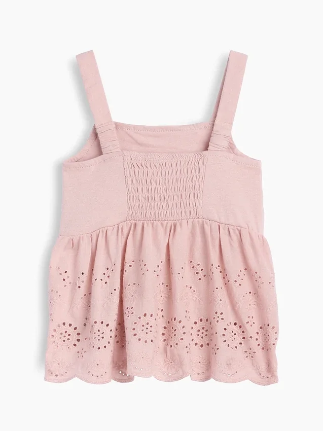 Blusa con dobladillo de ojales para bebés y niños pequeños
