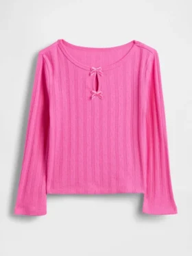 Blusa con lazo y punto calado para bebés y niños