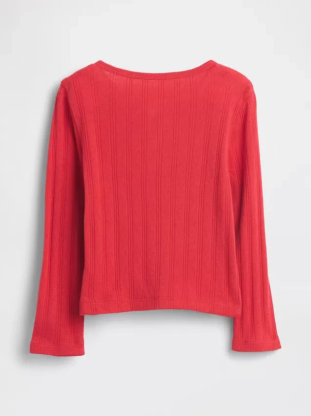 Blusa con lazo y punto calado para bebés y niños