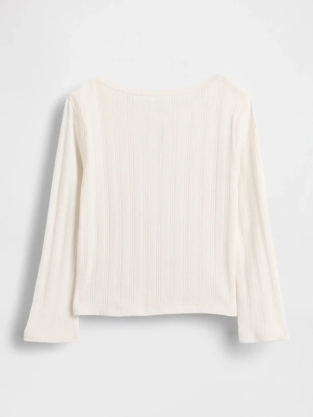 Blusa con lazo y punto calado para bebés y niños