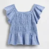 Blusa con mangas onduladas y fruncido para bebés y niños