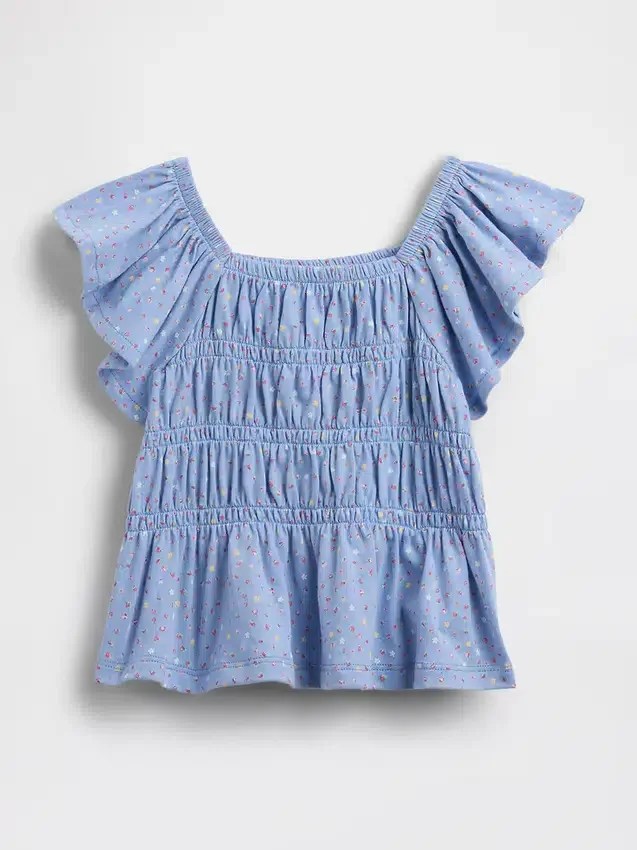 Blusa con mangas onduladas y fruncido para bebés y niños