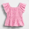 Blusa con mangas onduladas y fruncido para bebés y niños