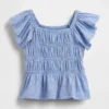 Blusa con mangas onduladas y fruncido para bebés y niños