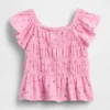 Blusa con mangas onduladas y fruncido para bebés y niños