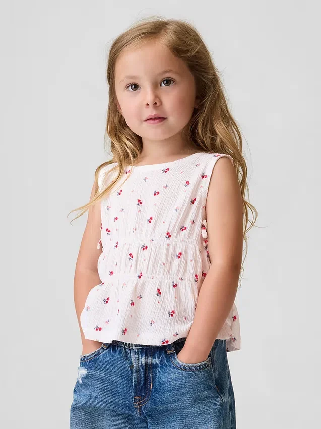 Blusa con moño de punto arrugado para bebés y niños