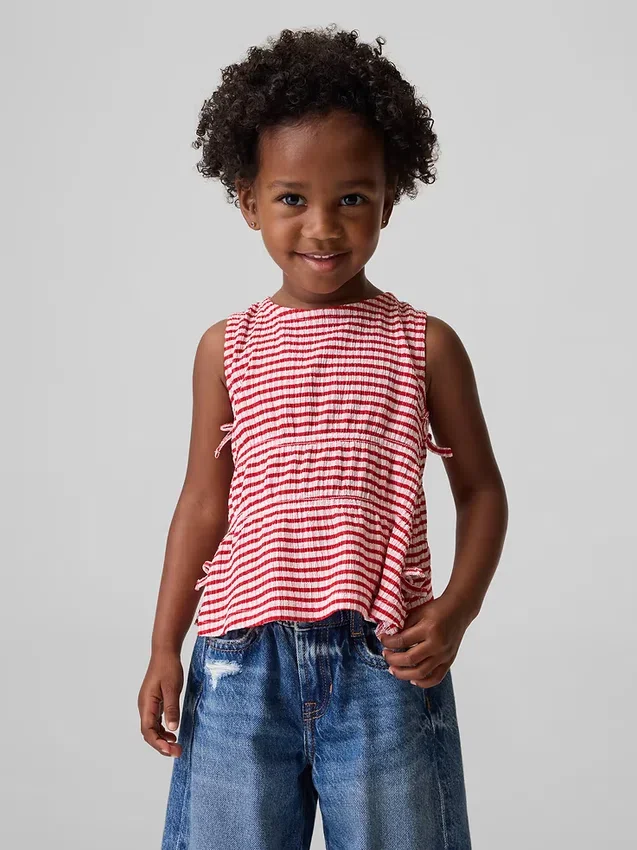 Blusa con moño de punto arrugado para bebés y niños