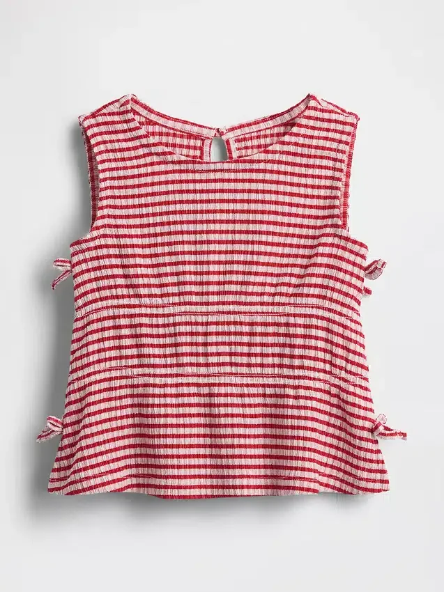 Blusa con moño de punto arrugado para bebés y niños