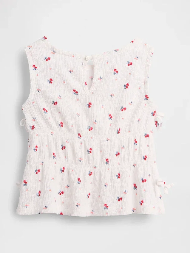 Blusa con moño de punto arrugado para bebés y niños