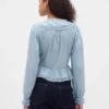 Blusa con peplum, cuello en V y cuello