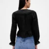 Blusa con peplum, cuello en V y cuello