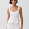 Blusa con peplum de mezcla de lino