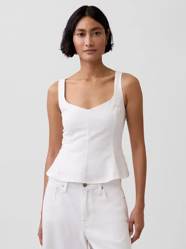 Blusa con peplum de mezcla de lino