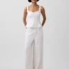 Blusa con peplum de mezcla de lino