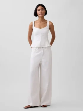 Blusa con peplum de mezcla de lino