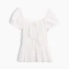 Blusa con peplum y ribete de encaje, cuello cuadrado