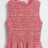 Blusa corta con peplum de cuadros vichy fruncida