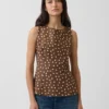 Blusa de cuello barco en mezcla de lino