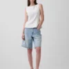 Blusa de cuello barco en mezcla de lino