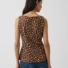 Blusa de cuello barco en mezcla de lino