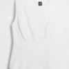 Blusa de cuello barco en mezcla de lino