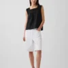 Blusa de cuello cuadrado de croché en mezcla de lino