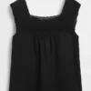Blusa de cuello cuadrado de croché en mezcla de lino