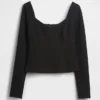 Blusa de doble tejido con escote corazón