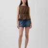 Blusa de gasa de algodón con peplum y cintura fruncida