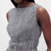 Blusa de gasa de algodón con peplum y cintura fruncida