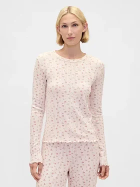 Blusa de pijama de punto calado