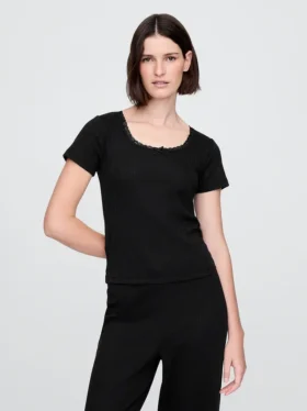 Blusa de pijama de punto calado
