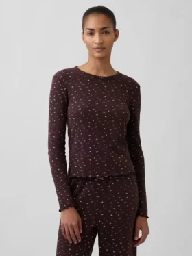 Blusa de pijama de punto calado
