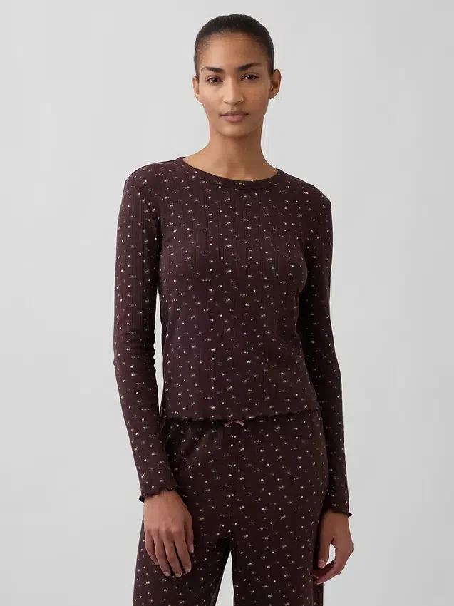 Blusa de pijama de punto calado