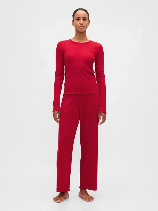 Blusa de pijama de punto calado