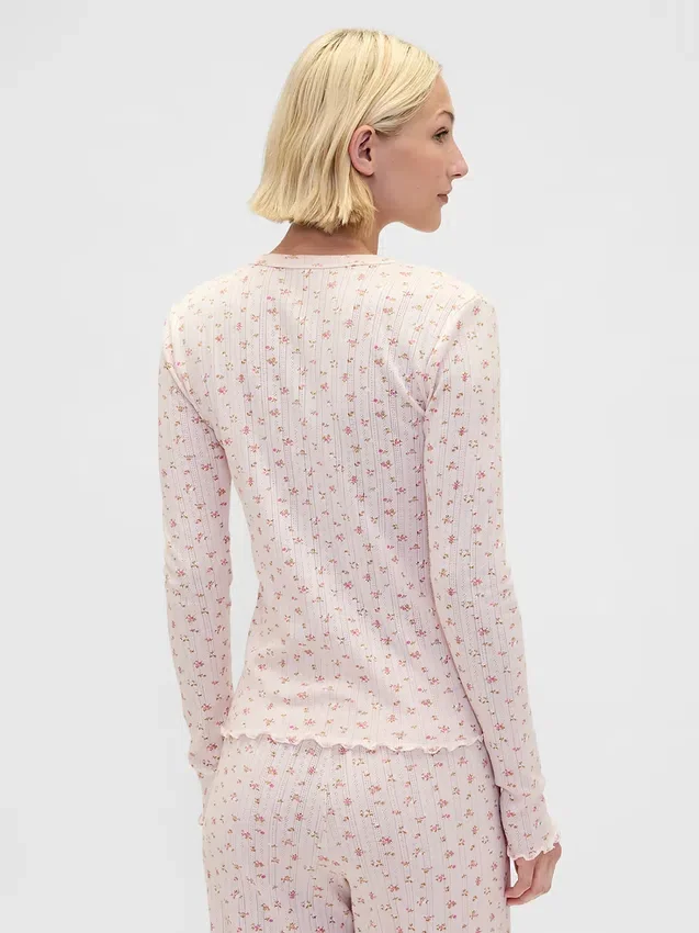 Blusa de pijama de punto calado