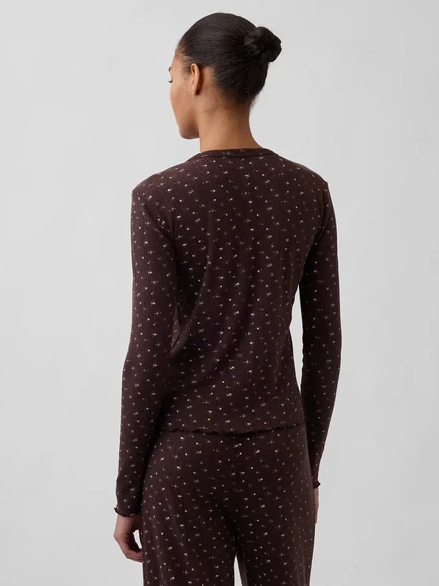Blusa de pijama de punto calado