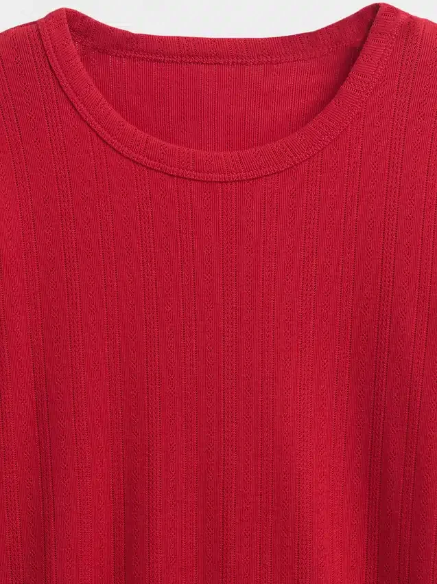 Blusa de pijama de punto calado