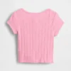 Blusa de punto acanalado con diseño de punto calado para bebés y niños pequeños